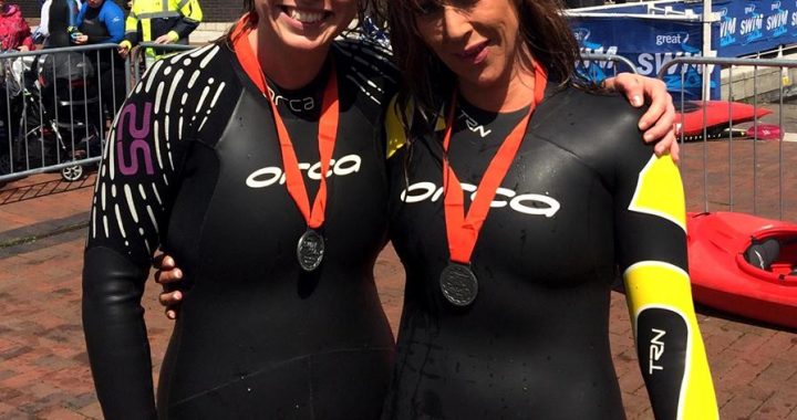 Jenny and Becky at the Manchester Great Swim